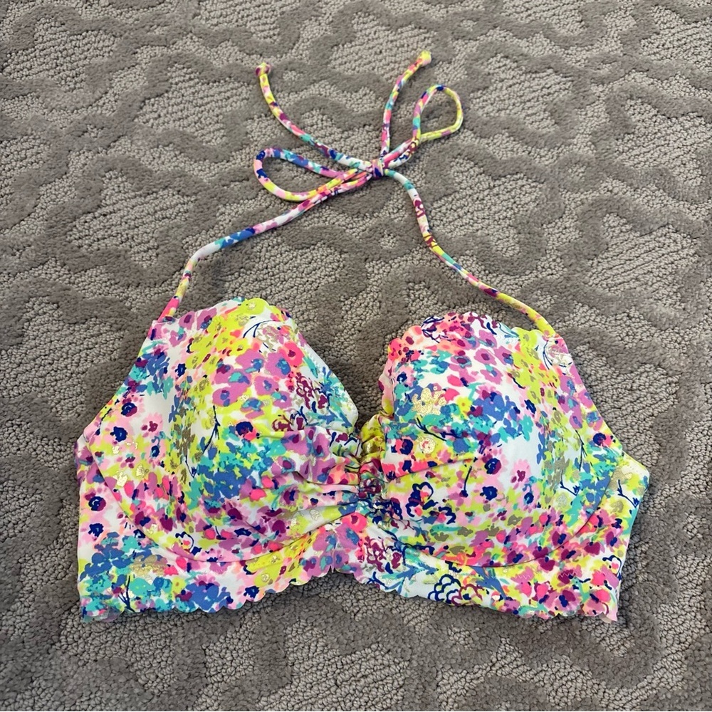 Victorias Secret The Flirt Ruched Bandeau Bikini Top Getaway Halter 32C Sexy - Picture 2 of 6
